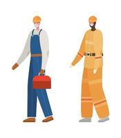 mannelijke constructeurs met maskers vector ontwerp