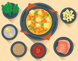 Hotpot + ingrediëntenillustratie vector