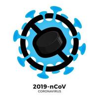 hockeypuck vector teken voorzichtigheid coronavirus. stop de uitbraak van 2019-ncov. gevaar voor coronavirus en risico voor de volksgezondheid ziekte en griepuitbraak. annulering van sportevenementen en wedstrijden concept