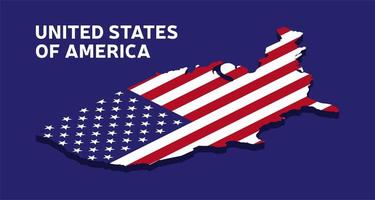 isometrische nationale vlag van de VS. illustratie van het pictogram van de Amerikaanse vlag. vector