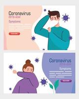 mensen met coronavirus symptomen banner set vector