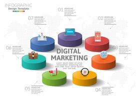 digitaal marketingconcept. infographic grafiek met pictogrammen, kan worden gebruikt voor werkstroomlay-out, diagram, rapport, webdesign. vector