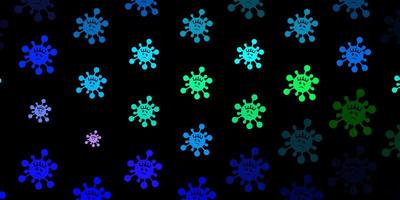 donkerblauw, groen vectorpatroon met coronaviruselementen vector