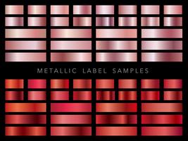 Een reeks geassorteerde metalen etiketsteekproeven. vector