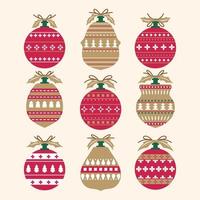 set kerstballen decoraties vector