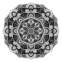 zwart-witte bloemen etnische mandala, op witte achtergrond vector