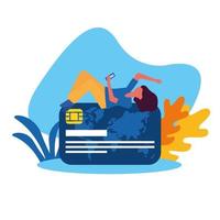 vrouw avatar met smartphone en creditcard vector ontwerp