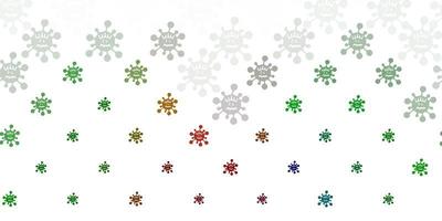 lichtgroene vector achtergrond met covid-19 symbolen.