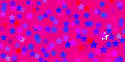 lichtblauw, rood vectorpatroon met abstracte sterren. vector