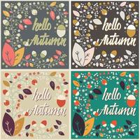 set herfst kaart ontwerp met bloemen frame en typografie bericht vector