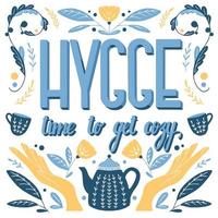 hygge concept. hand belettering Scandinavische folk motieven ontwerp vector