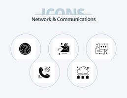 netwerk en communicatie glyph icoon pak 5 icoon ontwerp. goed. verzonden. internetten. versturen. oplossing vector