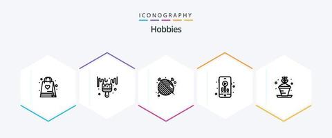 hobby's 25 lijn icoon pak inclusief hobby. fabriek. bal. hobby. smp audio vector