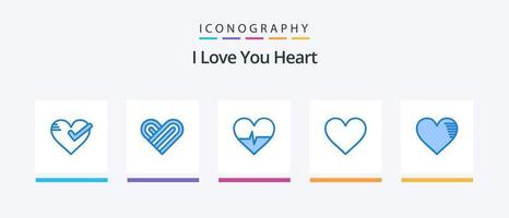 hart blauw 5 icoon pak inclusief . rapport. verslaan. favoriet. liefde. creatief pictogrammen ontwerp vector