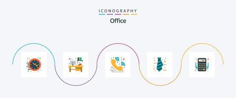 kantoor vlak 5 icoon pak inclusief . bankieren. helpdesk. rekeningen. stropdas vector