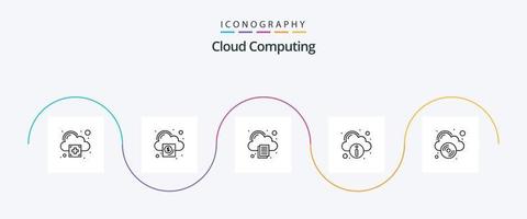 wolk berekenen lijn 5 icoon pak inclusief compact schijf. omhoog. wolk. server. wolk vector