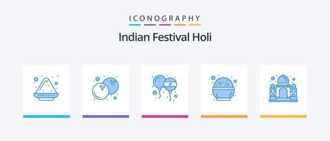 holi blauw 5 icoon pak inclusief taj mahal. gebouw. decoratie. phirni. Indië. creatief pictogrammen ontwerp vector