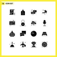 reeks van 16 modern ui pictogrammen symbolen tekens voor strategie luchthaven label vlak vlieg bewerkbare vector ontwerp elementen