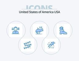 Verenigde Staten van Amerika blauw icoon pak 5 icoon ontwerp. . laars. Amerikaans. sjouwen. houwitser vector