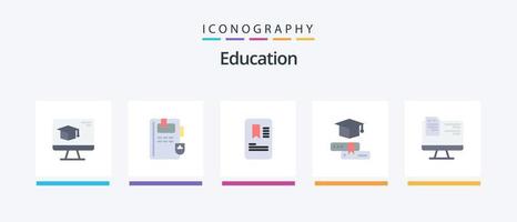 onderwijs vlak 5 icoon pak inclusief online. het dossier. label. computer. onderwijs. creatief pictogrammen ontwerp vector