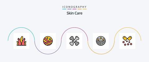 huid lijn gevulde vlak 5 icoon pak inclusief olie. huidverzorging. bot Gezondheid. mineraal. bot vector