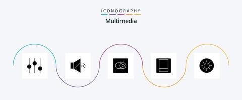 multimedia glyph 5 icoon pak inclusief . schakelaar. helderheid vector