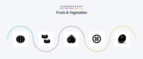 fruit en groenten glyph 5 icoon pak inclusief groente. voedsel. tomaat. vegetarisch. voedsel vector