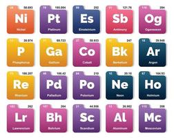20 preiodisch tafel van de elementen icoon pak ontwerp vector