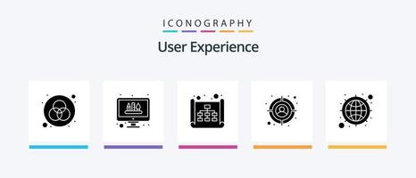 gebruiker ervaring glyph 5 icoon pak inclusief web. internetten. kaart. doelwit. publiek. creatief pictogrammen ontwerp vector