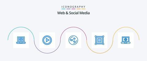 web en sociaal media blauw 5 icoon pak inclusief . wereldbol. sociaal. wereld. doos vector