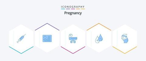 zwangerschap 25 blauw icoon pak inclusief druppel. gezondheidszorg. wandelwagen. kinderen vector