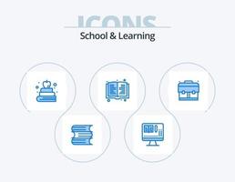 school- en aan het leren blauw icoon pak 5 icoon ontwerp. . . onderwijs. school. zak vector