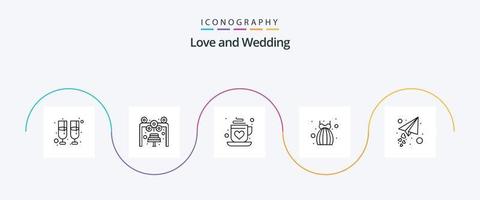 bruiloft lijn 5 icoon pak inclusief liefde vlak. liefde. liefde. bruiloft. jurk vector