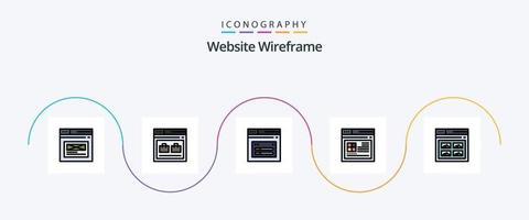 website wireframe lijn gevulde vlak 5 icoon pak inclusief website. bladzijde. website. internetten. web vector