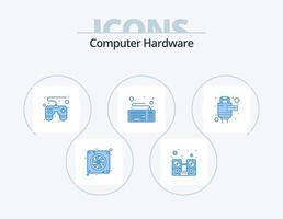 computer hardware blauw icoon pak 5 icoon ontwerp. hdmi. kabel. controle kussen. toetsenbord. apparaat vector