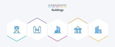 gebouwen 25 blauw icoon pak inclusief kolommen. acropolis. industrieel. veiligheid. badmeester vector