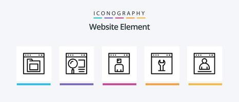 website element lijn 5 icoon pak inclusief codering. browser. bladzijde. web. bladzijde. creatief pictogrammen ontwerp vector
