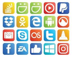 20 sociaal media icoon pak inclusief babbelen mail dropbox e-mail grooveshark vector