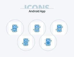 android app blauw icoon pak 5 icoon ontwerp. mobiel. beurt Aan. Geldautomaat kaart. beurt uit. app vector