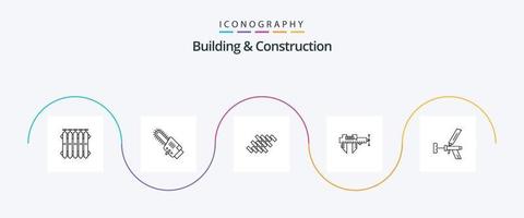 gebouw en bouw lijn 5 icoon pak inclusief reparatie. meeteenheid. draadloos. remklauwen. blok vector