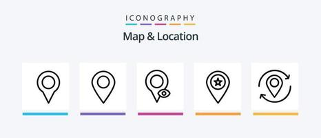 kaart en plaats lijn 5 icoon pak inclusief . kaart. plaats. creatief pictogrammen ontwerp vector