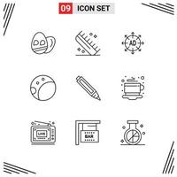 schets pak van 9 universeel symbolen van ontbijt pen reclame onderwijs achterkant bewerkbare vector ontwerp elementen