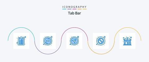 tab bar blauw 5 icoon pak inclusief . huis. GPS. huis. waarschuwing vector