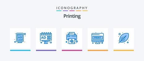 het drukken blauw 5 icoon pak inclusief fabriek. groente. printer. eco. afdrukken. creatief pictogrammen ontwerp vector