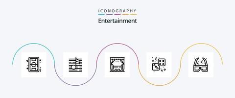 vermaak lijn 5 icoon pak inclusief spel. Dobbelsteen. geluid. amusement. stadium vector