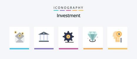 investering vlak 5 icoon pak inclusief investering. sieraden. bedrijf. investering. diamant creatief pictogrammen ontwerp vector
