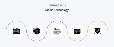 media technologie glyph 5 icoon pak inclusief vertrouwen. media. handen. marketing. babbelen vector