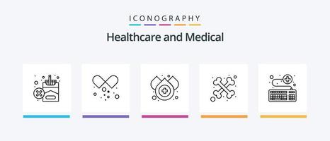 medisch lijn 5 icoon pak inclusief skelet. botten. gezondheidszorg. lintje. hiv. creatief pictogrammen ontwerp vector