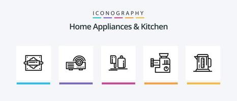 huis huishoudelijke apparaten en keuken lijn 5 icoon pak inclusief koffie. weging. kap. schaal. rook. creatief pictogrammen ontwerp vector