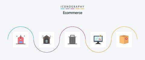 ecommerce vlak 5 icoon pak inclusief e-commerce. online. pakhuis. afval. recycle vector